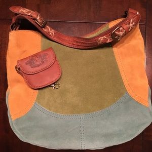 Nine West patchwork suede hobo handbag